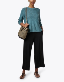 Look image thumbnail - Eileen Fisher - Blue Cotton Linen Sweater