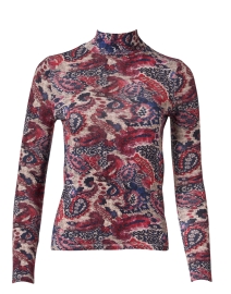 Product image thumbnail - Chufy - Zoe Pink and Blue Print Turtleneck Top