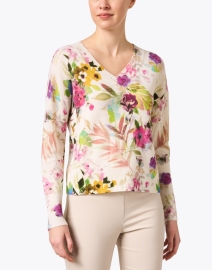 Front image thumbnail - Kinross - Multi Floral Cashmere Sweater
