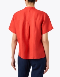 Back image thumbnail - Eileen Fisher - Coral Linen Short Sleeve Shirt