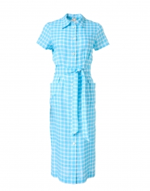 Ethel Blue and White Check Linen Shirt Dress