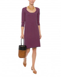 Angouleme Navy and Coral Striped Dress