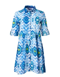 Deauville Blue Ikat Print Shirt Dress
