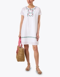 Look image thumbnail - Ro's Garden - Norah White Floral Embroidered Dress