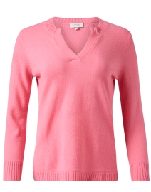 Pink Cashmere Split Neck Sweater
