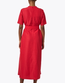 Back image thumbnail - Lafayette 148 New York - Raleigh Red Silk Linen Dress