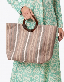 Look image thumbnail - Casa Isota - Carlotta Brown, Beige and White Woven Handbag