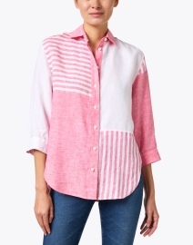 Front image thumbnail - Hinson Wu - Halsey Pink and White Linen Shirt