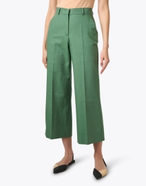 Front image thumbnail - Weekend Max Mara - Zircone Green Cotton Linen Pant