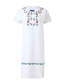 Product image thumbnail - Ro's Garden - Norah White Floral Embroidered Dress