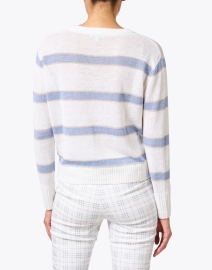 Back image thumbnail - Kinross - White and Blue Striped Linen Sweater