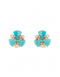 Turquoise Cluster Stud Clip Earrings