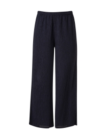 Navy Plisse Straight Ankle Pant