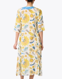 Back image thumbnail - Ro's Garden - Yellow Floral Embroidered Tunic Dress