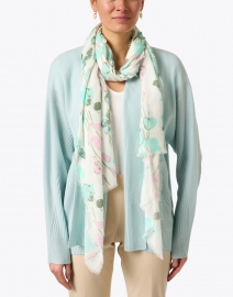 Look image thumbnail - Amato - Blue Floral Modal and Cashmere Scarf