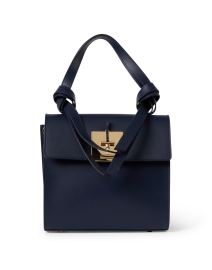 Product image thumbnail - Ines de la Fressange - Beatrice Navy Leather Buckle Handbag