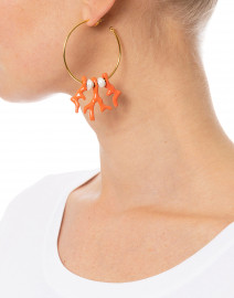 Paprika and Pearl Coral Branch Hoop Earring