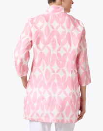 Back image thumbnail - Connie Roberson - Rita Pink Abstract Print Linen Jacket