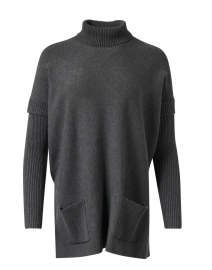 Grey Turtleneck Swing Sweater