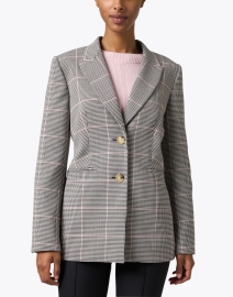 Front image thumbnail - L.K. Bennett - Mariner Pink and Navy Plaid Blazer