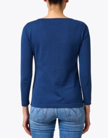 Back image thumbnail - Blue - Cobalt Blue Pima Cotton Boatneck Sweater
