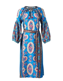 Zafra Blue Print Silk Dress