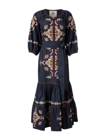 Johanna Navy Embroidered Cotton Dress