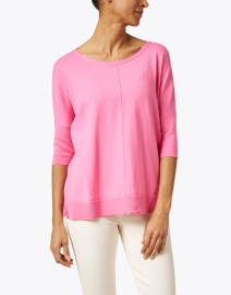 Front image thumbnail - Allude - Pink Cotton Cashmere Top