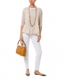 Beige and White Cotton Double Layer Top