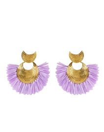 Gold and Purple Raffia Drop Earrings