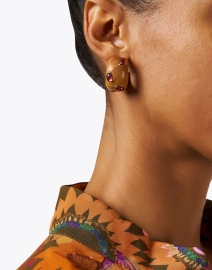 Look image thumbnail - Lizzie Fortunato - Acacia Pink Stone Hoop Earrings