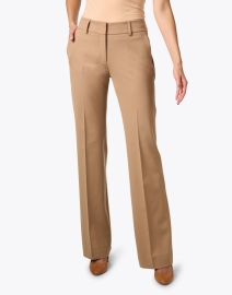 Front image thumbnail - Piazza Sempione - Camel Stretch Wool Straight Leg Pant 