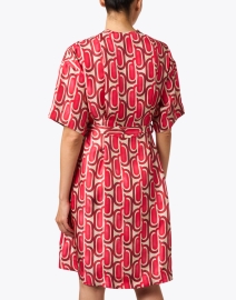 Back image thumbnail - Seventy - Red Geometric Print Silk Dress
