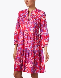 Front image thumbnail - Ro's Garden - Tyler Fuchsia and Red Print Dress