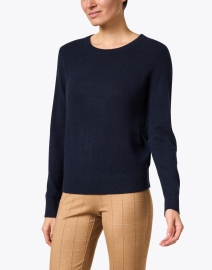 Front image thumbnail - White + Warren - Navy Cashmere Sweater