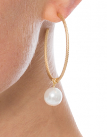 Pearl Gold Textured Hoop Earrings