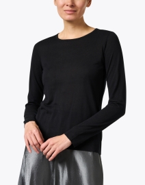 Front image thumbnail - Kinross - Black Silk Cashmere Sweater