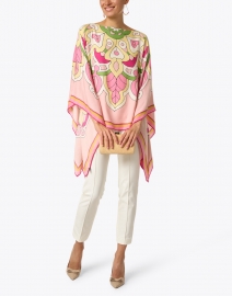Look image thumbnail - Rani Arabella - Savoia Pink Printed Cashmere Silk Wool Poncho