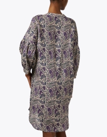 Back image thumbnail - Repeat Cashmere - Violet Paisley Print Linen Dress
