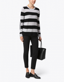 Grey and Black Striped Cashmere Sweater