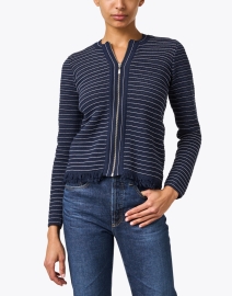 Front image thumbnail - Kinross - Navy and White Striped Cotton Jacket