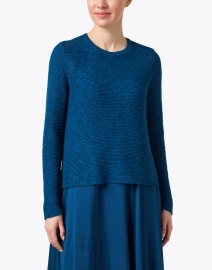 Front image thumbnail - Eileen Fisher - Blue Linen Cotton Sweater