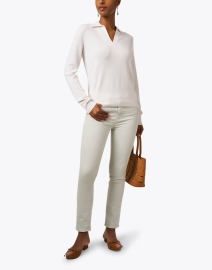 Look image thumbnail - Kinross - Ivory Cashmere Polo Sweater
