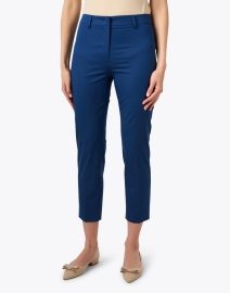 Front image thumbnail - Weekend Max Mara - Cecco Navy Stretch Cotton Slim Pant