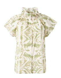 Jenny White and Green Print Cotton Top