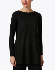 Front image thumbnail - Eileen Fisher - Black Ribbed Top