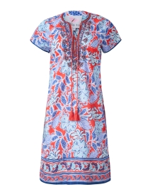 Audrey Red and Blue Floral Print Cotton Dress