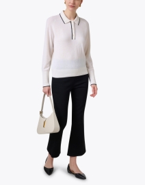 Look image thumbnail - White + Warren - Ivory Cashmere Polo Sweater 