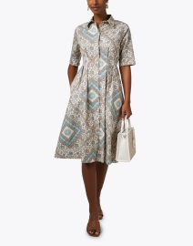 Look image thumbnail - Momoni - Ilaria Cream Print Cotton Shirt Dress