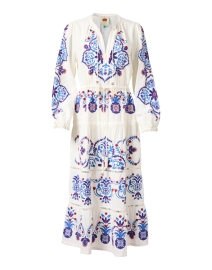 Ivory Embroidered Linen Dress